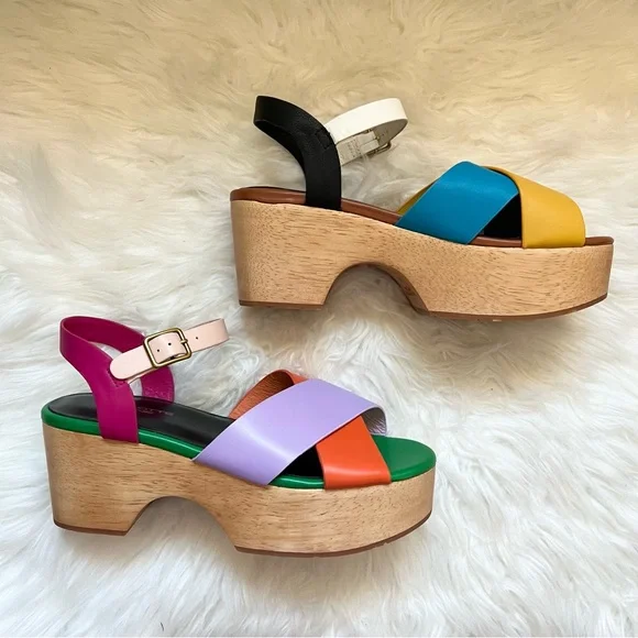 New! CHARLOTTE STONE Dermot Chunky Platform Clog Sandals in Confetti - Picture 12 of 16